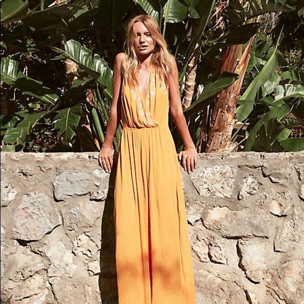 Free people Yellow Jumpsuit